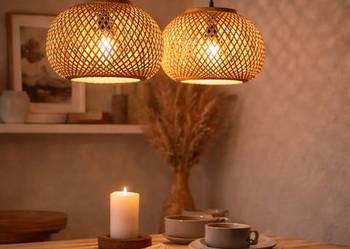 2x NOWA stylowa lampa wisząca bambus naturalne styl boho 35cm Jysk SIGVARD