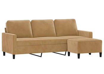 3-osobowa sofa z podnóżkiem brązowy 180 cm aksamit WM-3201062