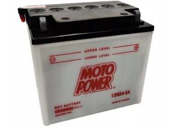 Akumulator motocyklowy 12V 24Ah 200A MotoPower 12N24-3A  P+