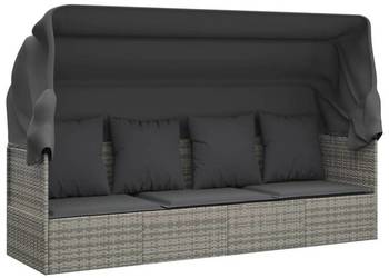 vidaXL Leżanka ogrodowa z daszkiem i poduszkami(SKU:319568)