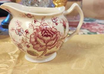 Duży mlecznik dzbanek ecru róże porcelana Anglia Duży mlecznik dzbanek ecru róże porcelana Anglia