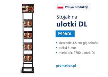 Czarny elegancki stojak na ulotki DL - pojemne kuwety 4,5 cm plexi 3 mm