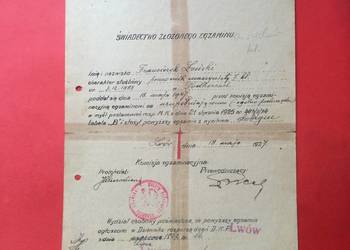 ( 771 ) Lwów, Świadectwo Złożonego Egzaminu Łoński