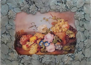 Obraz na desce martwa natura 6 - Winogrona i piwonie