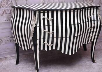 Królewska Biało Czarna Komoda - Vintage Szafa - Zebra - Mosiężne Okucia