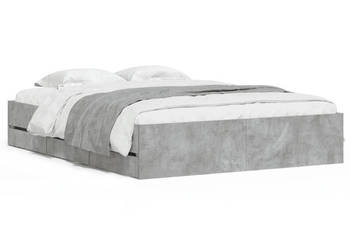 Rama łóżka z szufladami szarość betonu 150x200 cm WM-3207269