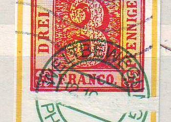 D. Sachsen Wycinek Mi 1 kas 1850