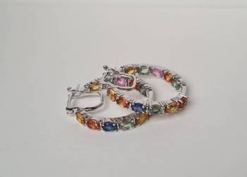 Srebrne kolczyki z szafirami korowymi