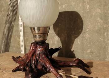 Lampa stojąca PRL Vintage na pniu (korzeniu) lakierowany