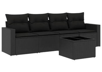 5-cz. zestaw wypoczynkowy do ogrodu poduszki czarny rattan PE WM-3251022
