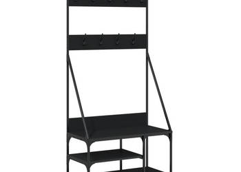 Wieszak na ubrania z miejscem na buty czarny 80x40x184 cm WM-837862