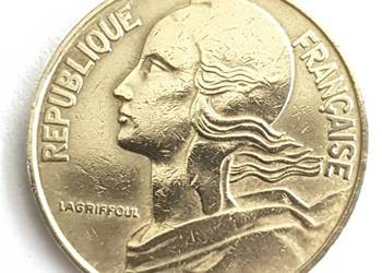 20 centimes z 1963r.Francja.Piękna moneta ze skrętką 180°
