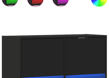Ścienna szafka TV z LED czarna 80x31x35 cm WM-852356