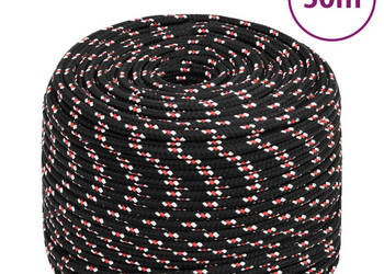 vidaXL Linka żeglarska, czarna, 8 mm, 50 m, polipropylen(SKU:152343)