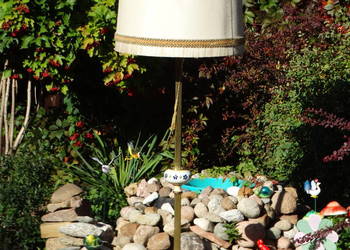 Lampa stojąca podłogowa vintage mosiądz ceramika retro stylowa