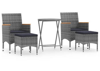 5-cz. zestaw mebli bistro rattan PE i hartowane szkło szary WM-3058395