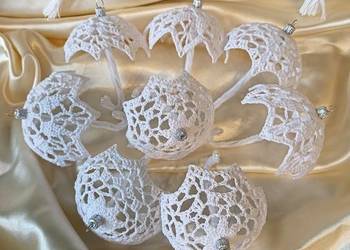 Parasolki szydełkowe ozdoby choinkowe