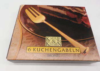 Zestaw sześciu widelczyków do ciasta wykonanych z brązu, Kaffee & Kuchen