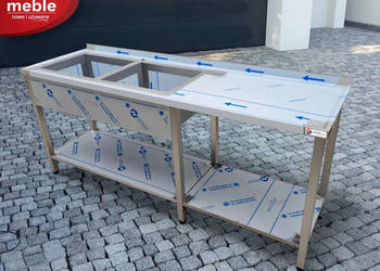 Stół ze zlewem 2-komorowym spawany zlew 1900x600x850 mm komora 300mm