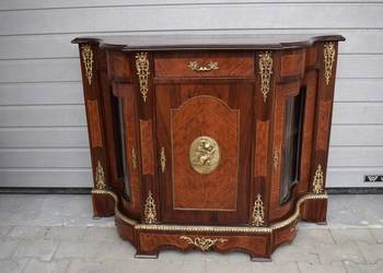Piękna Komoda Empire - Drewno + Brąz - Gięte Szyby - Szafa - Salon