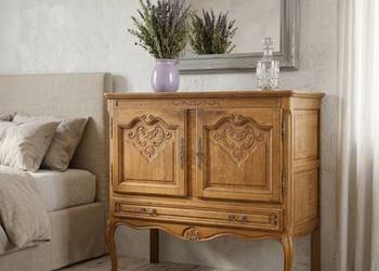 KOMODA DĘBOWA BIELIŹNIARKA dębowa styl francuski gięte nóżki cabriole