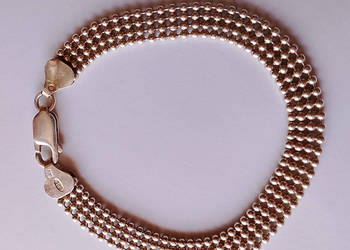 bransoletka srebrna 4 rzędy kulek