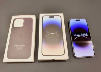 IPhone 14 Pro Max 128 GB Silver / stan idealny / karton + kabel+ 3 x etui