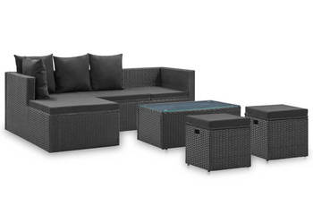 4-cz. zestaw wypoczynkowy do ogrodu czarny poduszki rattan PE WM-46105