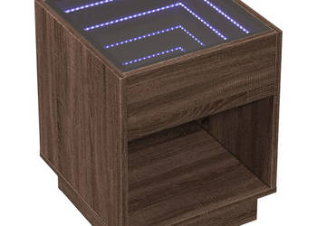Stolik nocny z LED Infinity brązowy dąb 40x40x50 cm WM-3284083
