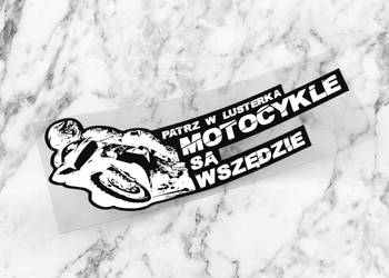 Naklejka PATRZ W LUSTERKA 10 x 4 cm motocykle #1
