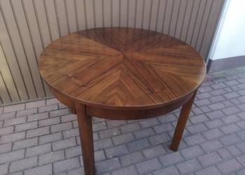 Stół Okrągły Art-Deco Orzech Rozkładany Zgrabny Antyk Stary Po Renowacji .