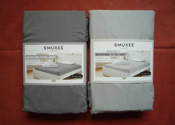 Smukee Szare Mikrofaza Prześcieradło z gumką 160x200x25cm