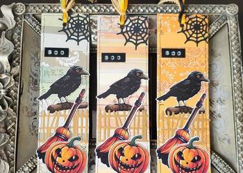 Halloween mroczna zakładka do książki kruk dynia