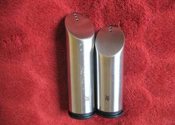 Sól i pieprz - Stalowe WMF Evolution - 8 i 7 x 2 cm Solniczka i pieprzniczk