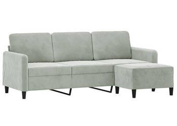 3-osobowa sofa z podnóżkiem jasnoszara 180 cm aksamit WM-3201174