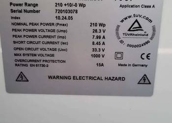 Panele fotowoltaiczne niemiecke 210W 30szt