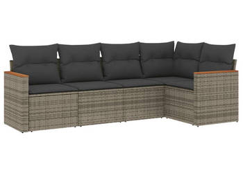 5-cz. zestaw wypoczynkowy do ogrodu poduszki szary rattan PE WM-3225948