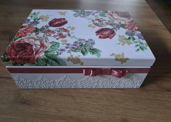 Szkatułka elegancka kwiaty handmade