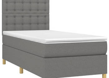 Łóżko kontynentalne z materacem ciemnoszara tkanina 90x200 cm WM-3135726