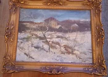 Obraz olejny zimowy pejzaż