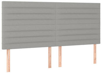 Zagłówek do łóżka z LED jasnoszary 180x5x118/128 cm tkanina WM-3122578