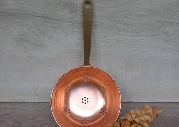 Durszlak miedziane sitko z mosiężną rączką śred. 14 cm