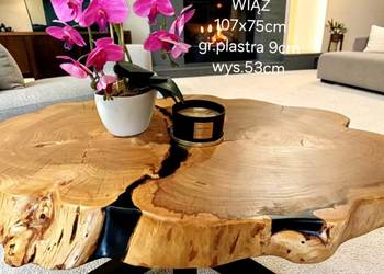 Stolik kawowy live edge plaster drewna