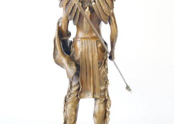 INDIANIN Z BRĄZU rzeźba figura duża wojownik