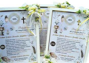 Ramki A4 - Podziękowania 3D dla Chrzestnych i Dziadków I Komunia Św.