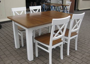 Zestaw prowansalski stół 120x80/190 i 4 krzesła biały