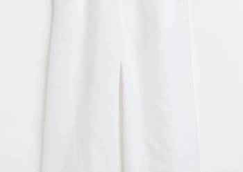 Spodnie białe XL plus size H&M len lniane wiskoza wideleg szerokie boho boh