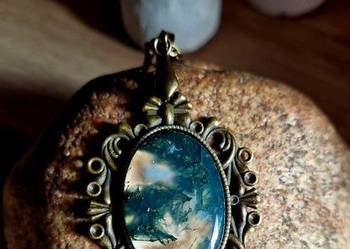 Agat mszysty UNIKAT Medalion vintage