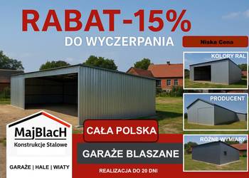 A110 Wiata Ocynkowana / Garaż Blaszany /HALA / Montaż Gratis  – Maj-Blach