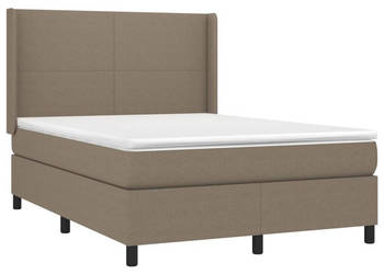 Łóżko kontynentalne z materacem taupe tkanina 140x190 cm WM-3138153